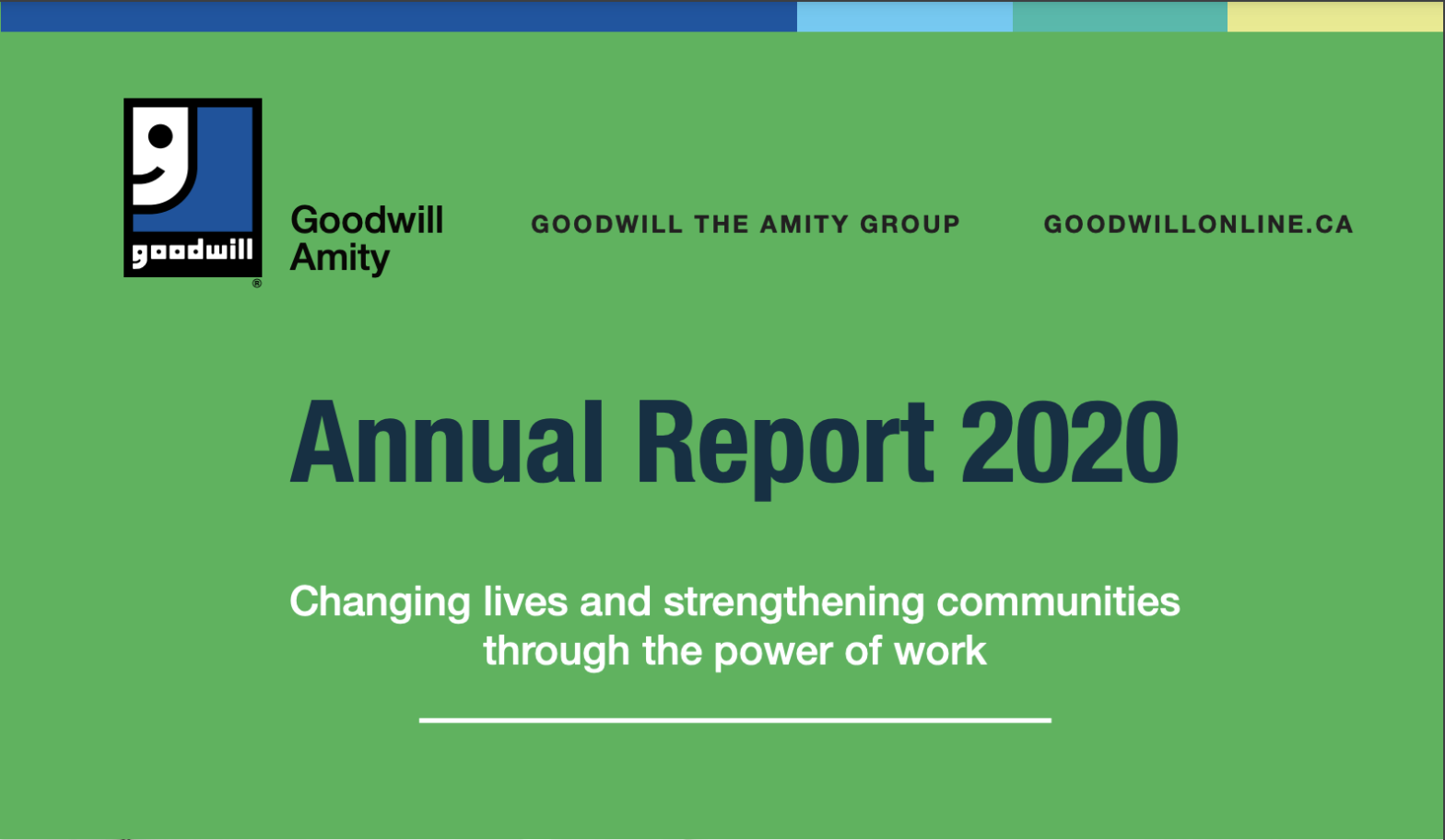 thumbnail screenshot of the Goodwill Amity Annual Report 2020