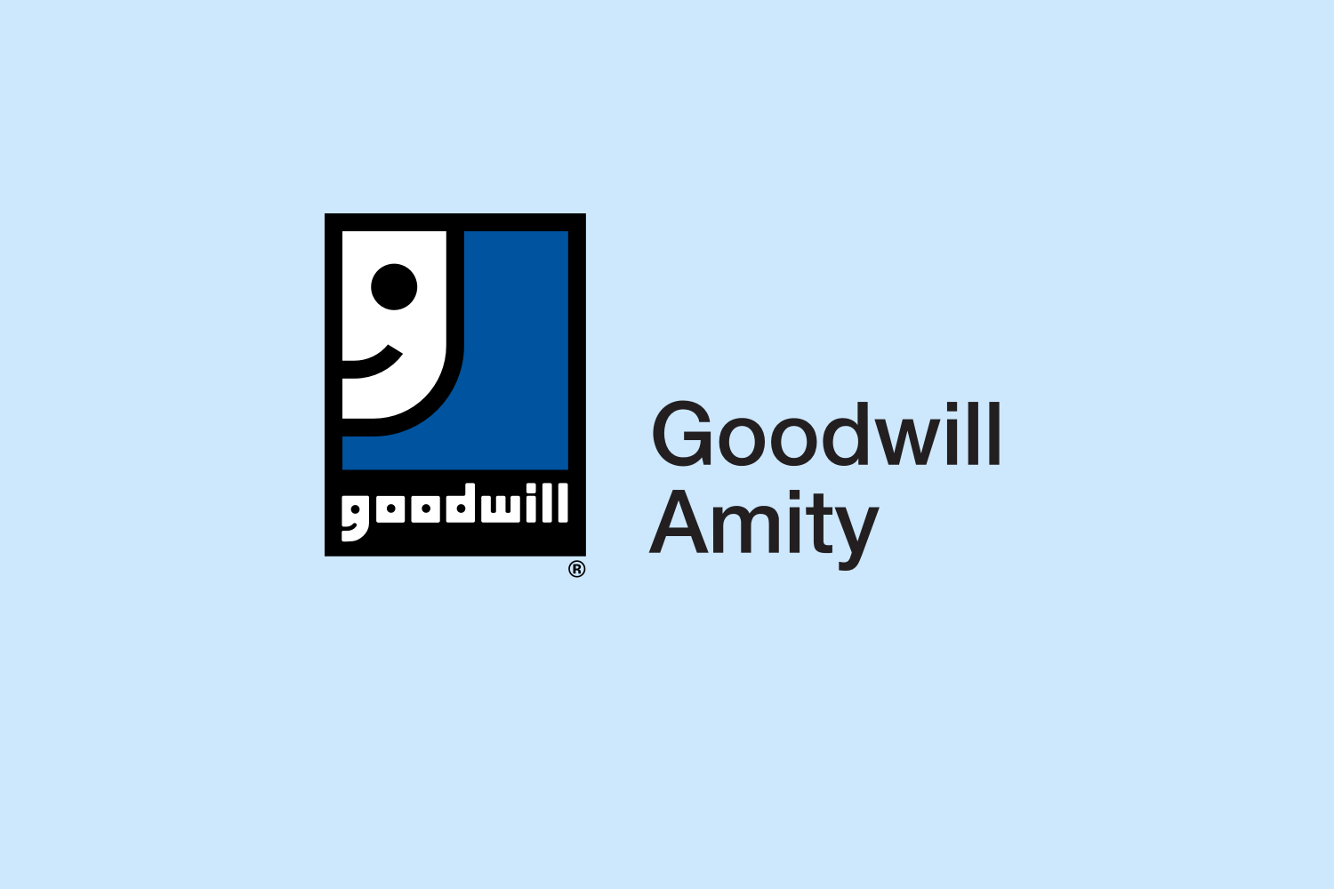 Goodwill Amity logo on blue background