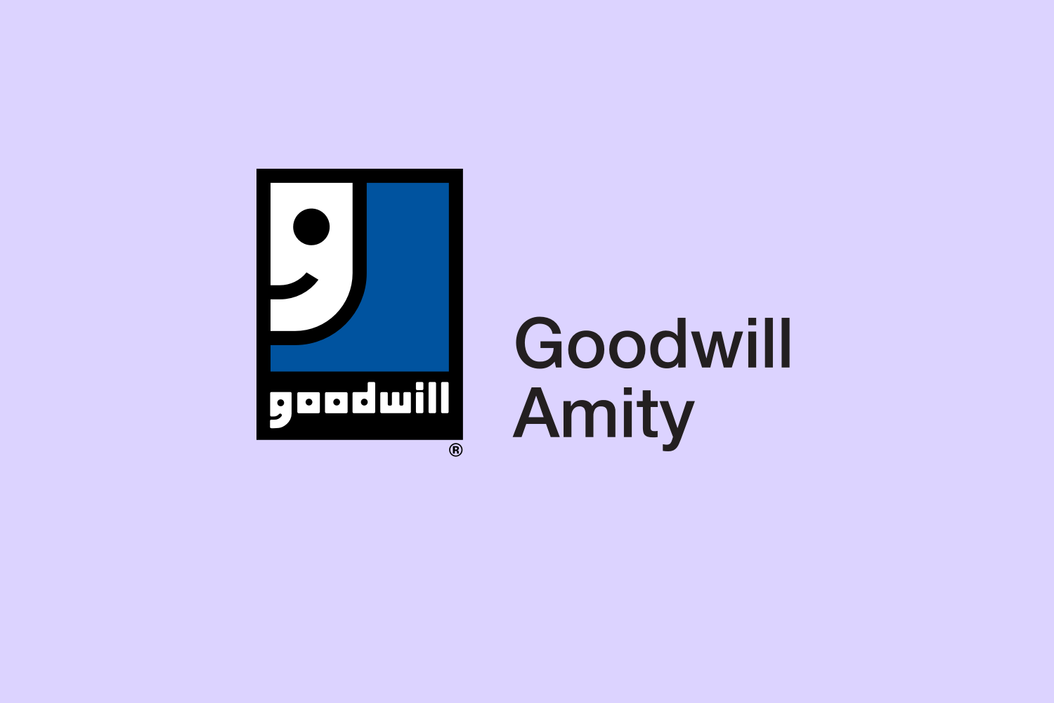 Goodwill Amity logo on purple background